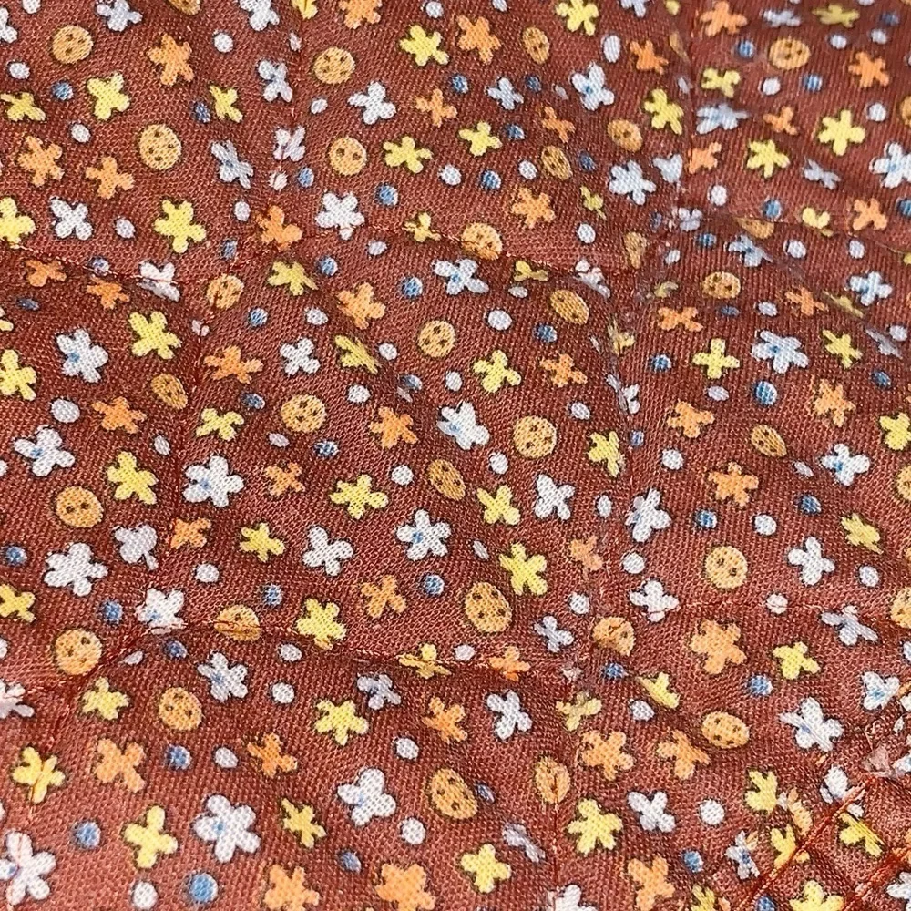 4 1970s Cotton Oval Place Mats Rustic Brown Retro Daisy Floral Pattern Vintage